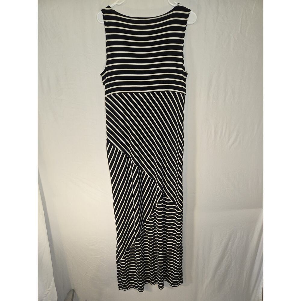Chico's Travelers Black White Stripe Dress US Womens Size 12 Chico's Size 2 Maxi - Picture 3 of 4